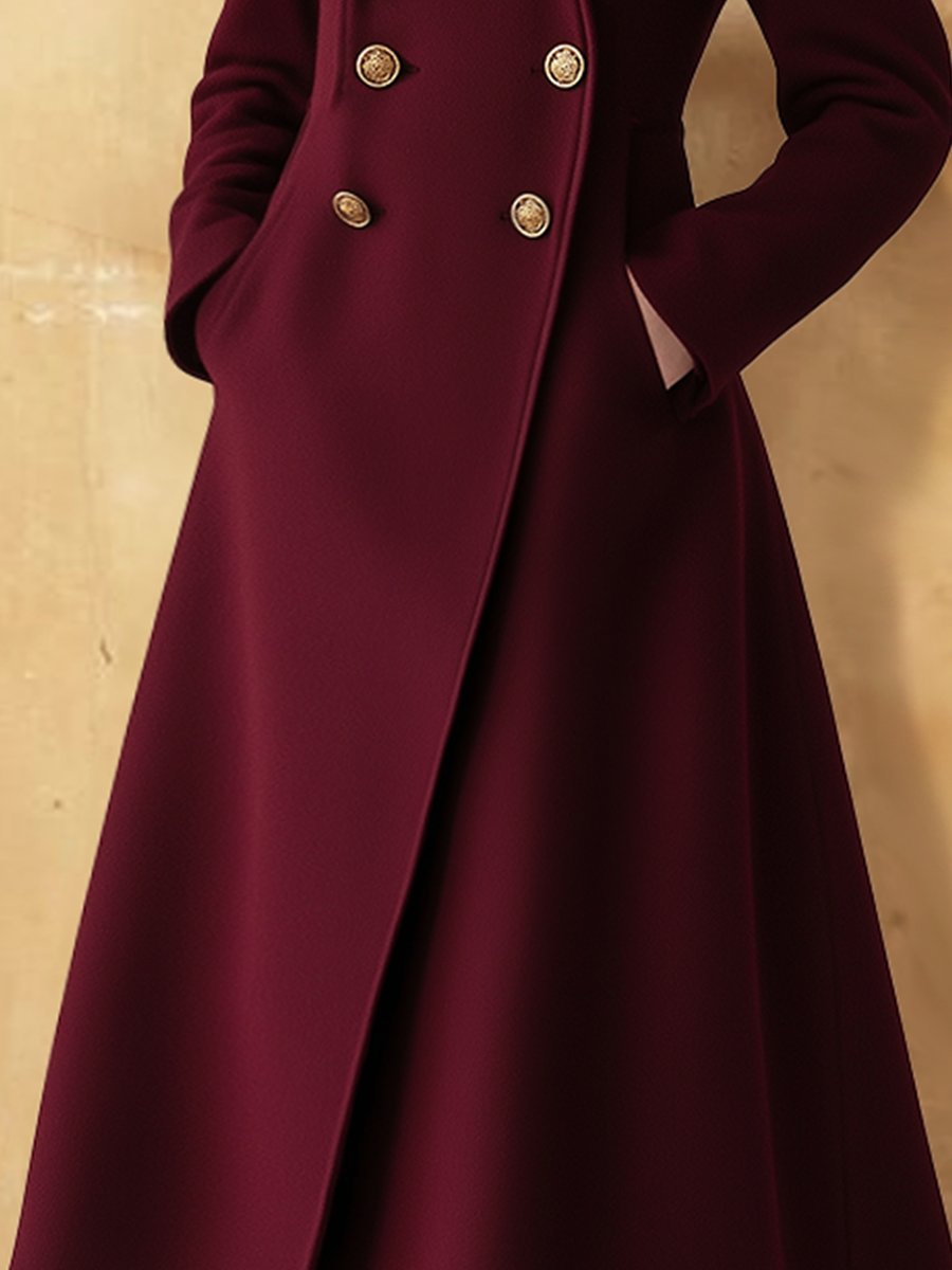 Hazel | Elegant Hooded Coat with Buttons, Pockets, and a Slim Fit