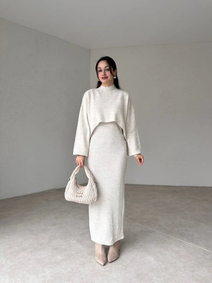 Lita | Long Sleeves Dress and Sweater Full Set