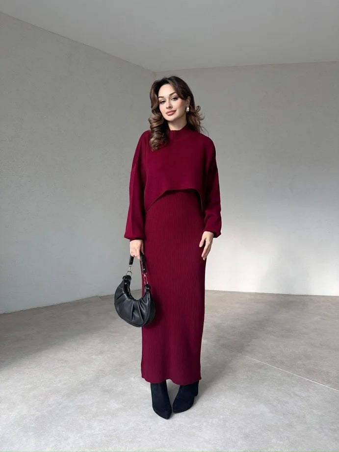 Lita | Long Sleeves Dress and Sweater Full Set